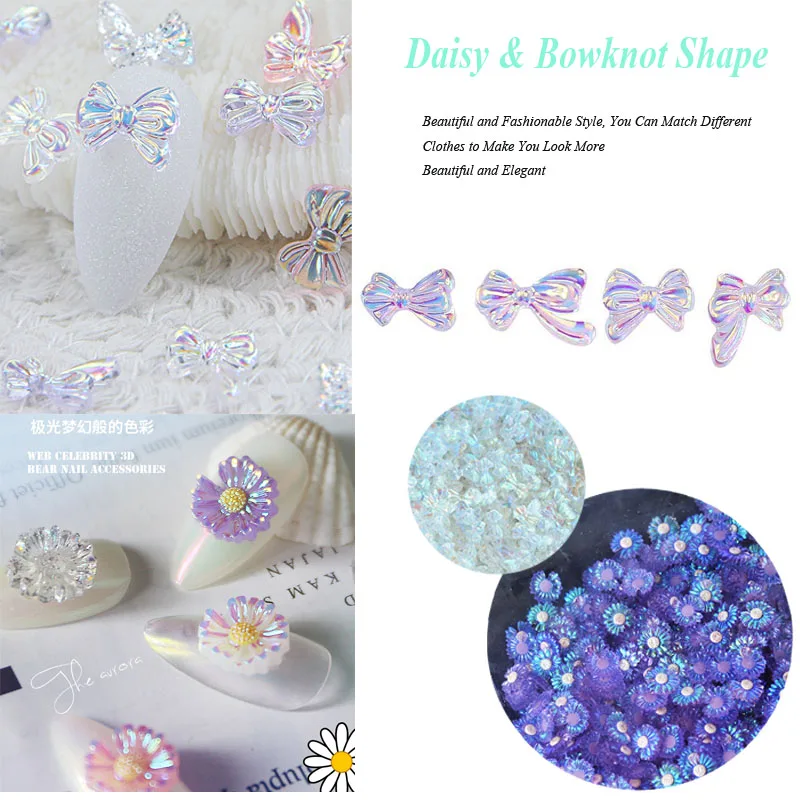 50PC/SET Multi-shapes Nail Stones Aurora Daisy & Bowknot Shape for Nail Accessories illusion 3D Resin Nail Rivet Gems #ZCF21
50PC/SET Multi-shapes Nail Stones Aurora Daisy & Bowknot Shape for Nail Accessories illusion 3D Resin Nail Rivet Gems #ZCF21