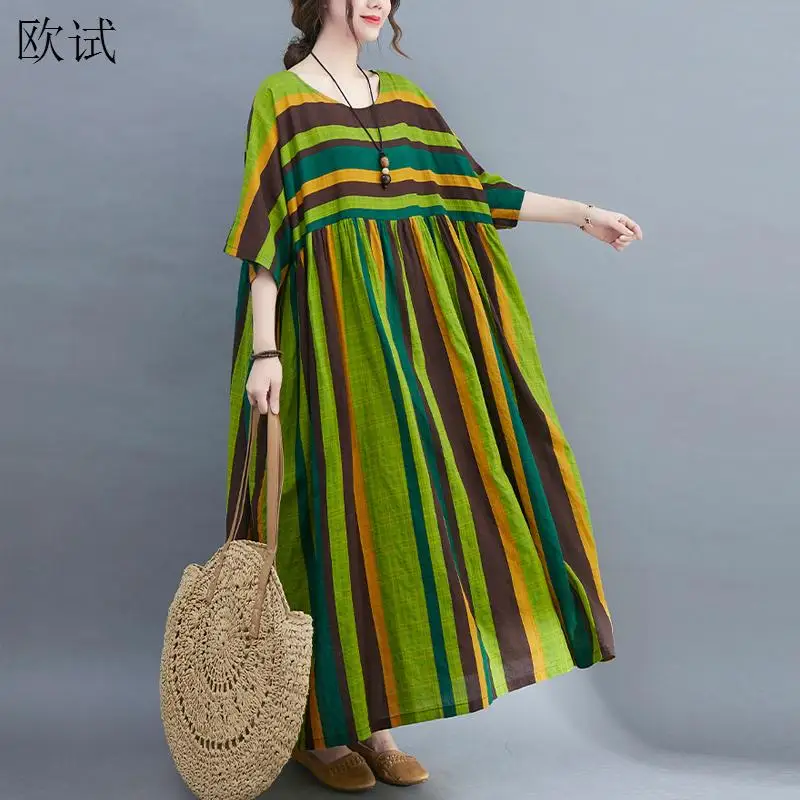 Oversized Striped Summer Beach Dress Women Ladies Dresses Long Casual Cotton Oversized Green Dress 4XL 5XL 6XL 2023 Vestidos
Oversized Striped Summer Beach Dress Women Ladies Dresses Long Casual Cotton Oversized Green Dress 4XL 5XL 6XL 2023 Vestidos