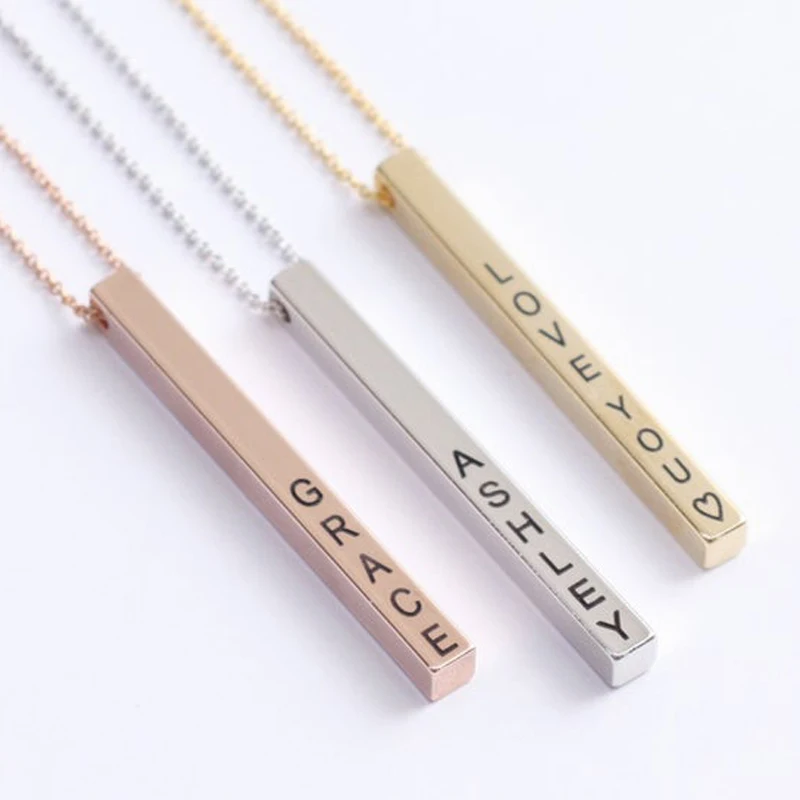 Four Sides Engraving Vertical Bar Custom Name Necklace for Women Stainless Steel Silver Gold Chain Engraved Necklace BFF Jewelry
Four Sides Engraving Vertical Bar Custom Name Necklace for Women Stainless Steel Silver Gold Chain Engraved Necklace BFF Jewelry