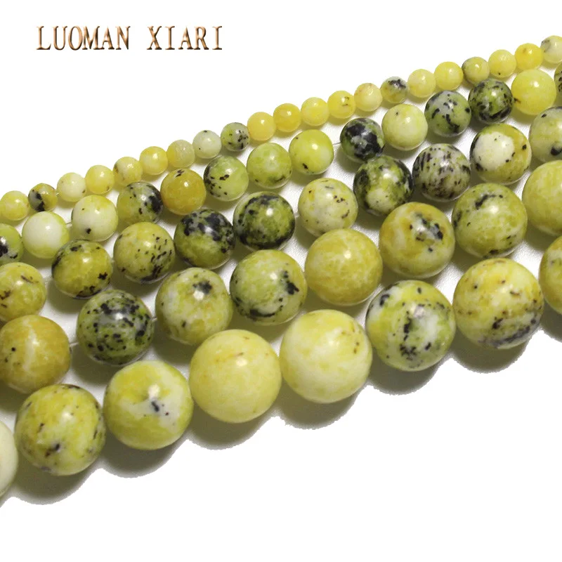 

Fine AAA Natural Yellow Turquoise Round Stone Beads For Jewelry Making DIY Bracelet Necklace 4/ 6/8/10 /12mm Strand 15''