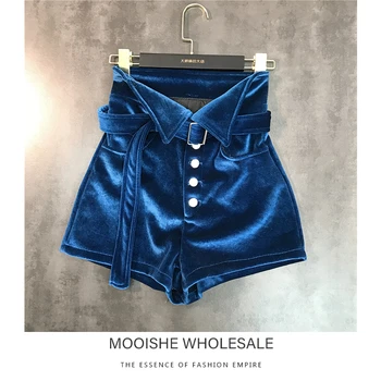 Mooishe Spring Women Shorts Belt Single Row Buckle High Waist Velvet Blue Black Shorts Woman Hotpants
Mooishe Spring Women Shorts Belt Single Row Buckle High Waist Velvet Blue Black Shorts Woman Hotpants