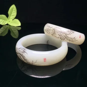 Hetian white jade carved bracelet. The texture is transparent and hand-carved.hw01#
Hetian white jade carved bracelet. The texture is transparent and hand-carved.hw01#