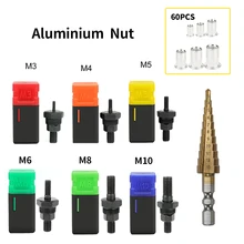 67PCS Manual Rivet Nut Tool Hexagonal Shank Step Drill With Manual Or Electric Tool Metric Rivet Head 60 Colored Zinc Nuts
67PCS Manual Rivet Nut Tool Hexagonal Shank Step Drill With Manual Or Electric Tool Metric Rivet Head 60 Colored Zinc Nuts