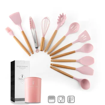 Baking Tools Kitchenware set Kitchen Utensils Solid Wood Handle With Storage Bucket Pink Silicone Kitchenware 11 Piece Set
Baking Tools Kitchenware set Kitchen Utensils Solid Wood Handle With Storage Bucket Pink Silicone Kitchenware 11 Piece Set
