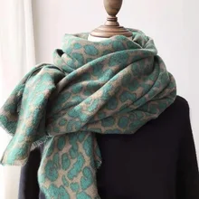 

Leopard Print Pashmina Scarf Cashmere Blanket Shawls Vintage Avocado Green Thickened Warm Winter Wrap Ladies Fashion Scarves