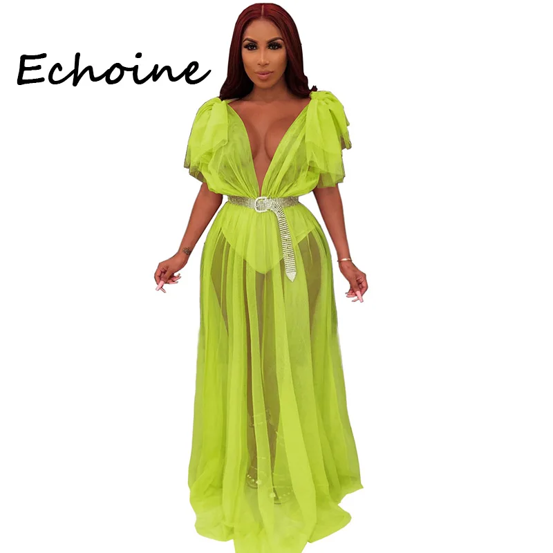 Echoine Sexy Sheer Mesh Long Dress Open Up Deep V-neck See Through Backless Solid Color Dresses Woman Party Night Vstidos
Echoine Sexy Sheer Mesh Long Dress Open Up Deep V-neck See Through Backless Solid Color Dresses Woman Party Night Vstidos