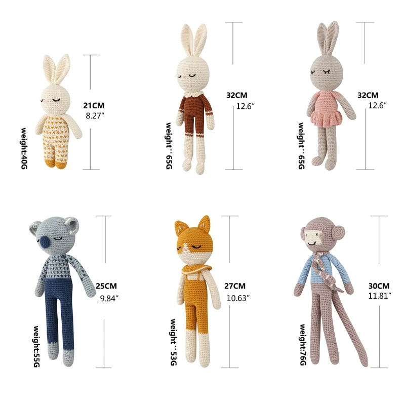 New Handmade Rabbit Crochet Wool Doll Animal Stuffed Plush Toy Baby Soothing Sleeping Gifts for Kids Birthday | Игрушки и хобби