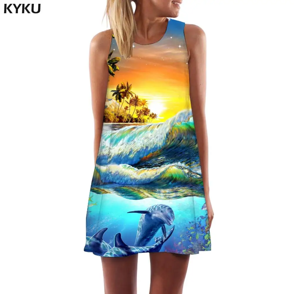 KYKU Brand Landscape Dress Women Waves Party Fish Vestido Sexy Short Coconut Tree Sundress Womens Clothing Vintage New Cool
KYKU Brand Landscape Dress Women Waves Party Fish Vestido Sexy Short Coconut Tree Sundress Womens Clothing Vintage New Cool