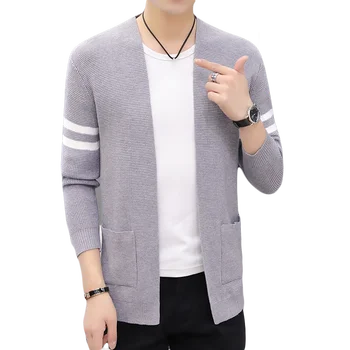 Men's Autumn Knit Cardigan Warm Sweater Jacket Fashion Contrast Stripe No Threshold Gray Blue Black Knit coat Plus size 3XL
Men's Autumn Knit Cardigan Warm Sweater Jacket Fashion Contrast Stripe No Threshold Gray Blue Black Knit coat Plus size 3XL