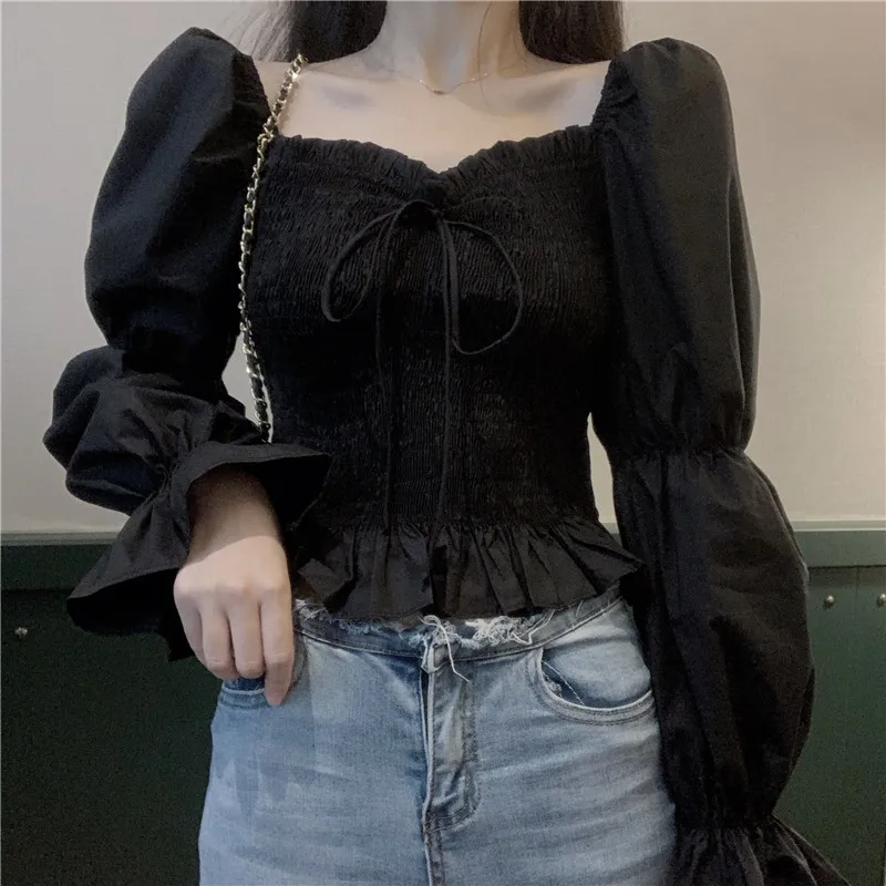 Women Retro Black White Short Shirts Long Puff Sleeve Square Collar Chic Crop Tops Blusa Fashion Ballet Slim Female Retro Blouse
Women Retro Black White Short Shirts Long Puff Sleeve Square Collar Chic Crop Tops Blusa Fashion Ballet Slim Female Retro Blouse