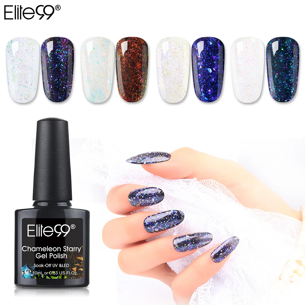 

Elite99 10ml Chameleon Starry Gel Nail Polish Soak Off Glitter Gel Varnish Semi Permanent UV LED Gel Polish For Gels Nail Art