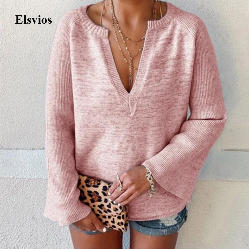 Elsvios Women Sexy V-Neck Knitted Sweaters Elegant Long Sleeve Pullover Top Jumper Autumn Winter Casual Solid Sweater Pull Femme
Elsvios Women Sexy V-Neck Knitted Sweaters Elegant Long Sleeve Pullover Top Jumper Autumn Winter Casual Solid Sweater Pull Femme