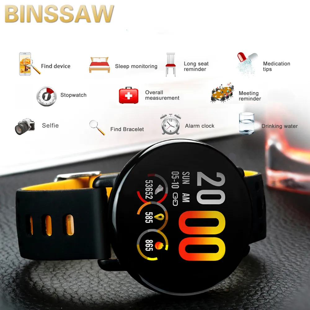 

BINSSAW Smart Watch K1 IP68 Waterproof IPS Color Screen Heart Rate Blood pressure Monitor Fitness tracker Sports Smartwatch Men