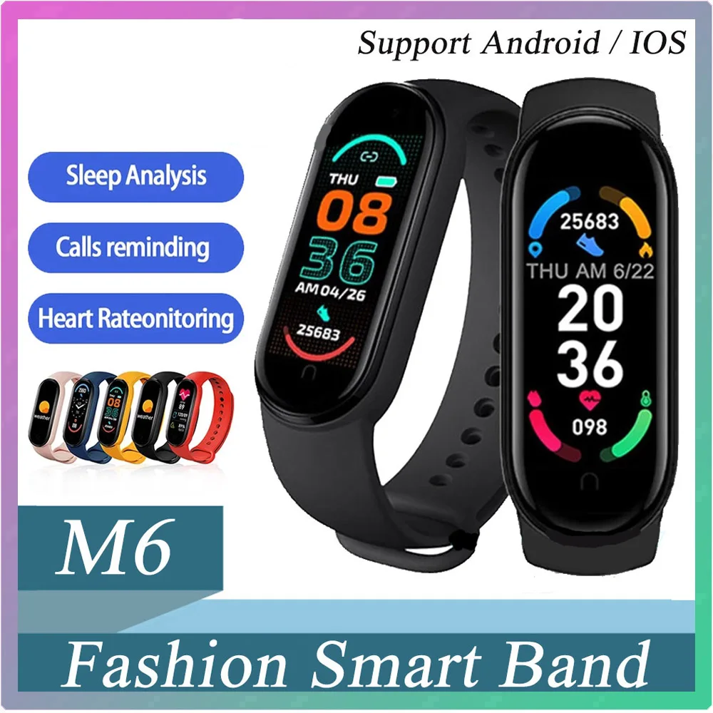 Фото Смарт-часы M6 для мужчин и женщин спортивный фитнес-браслет с пульсометром Xiaomi Smart