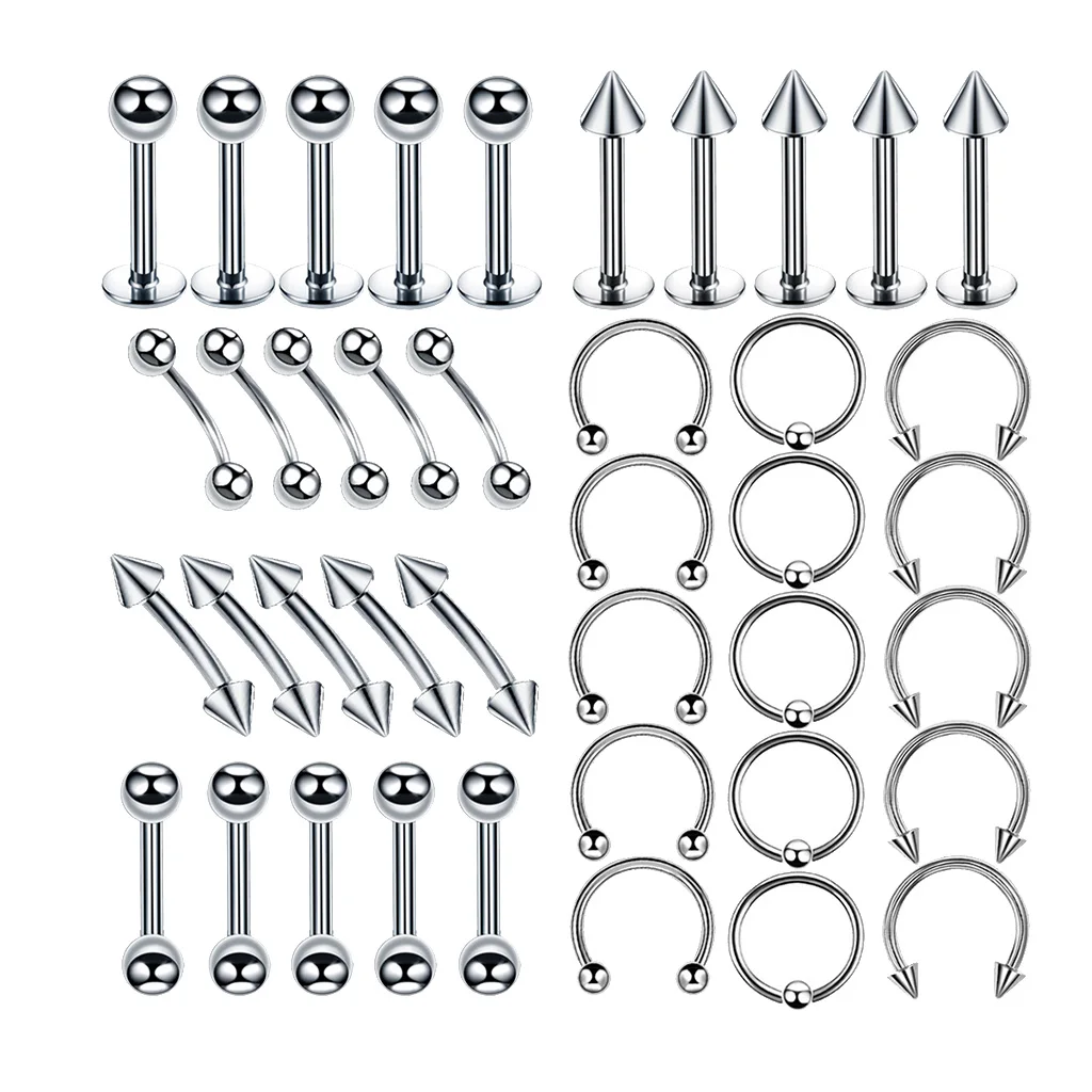 40 Set Stainless Steel Nose Ring Lip Tongue Eyebrow Tragus Belly Rings Screw Barbells Ear Piercing 16G for Women Men 40 Set Stainless Steel Nose Ring Lip Tongue Eyebrow Tragus Belly Rings Screw Barbells Ear Piercing 16G for Women Men