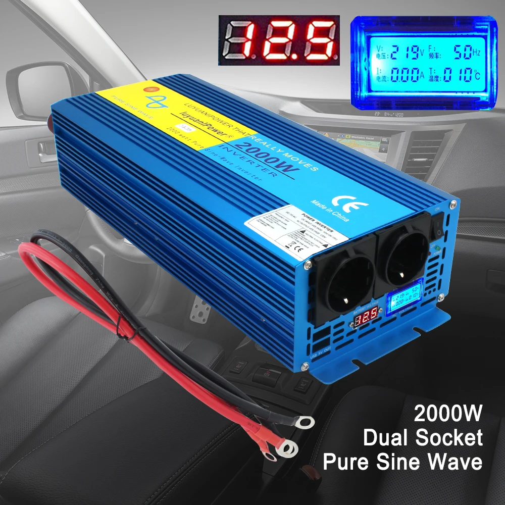 4000W pure sine wave power inverter transformer DC 12V TO AC 220 with LCD Display Dual Europe Socket converter
4000W pure sine wave power inverter transformer DC 12V TO AC 220 with LCD Display Dual Europe Socket converter