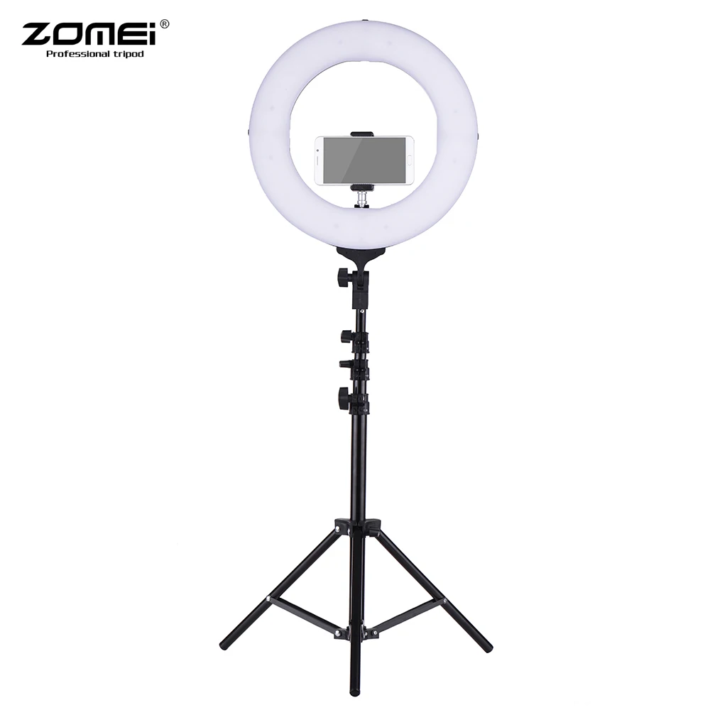 ZOMEI 14" 2700-5500K Bi-color Dimmable LED Ring Video Light Fill Light CRI 90+ Studio Photography Lighting with Phone Holder
ZOMEI 14" 2700-5500K Bi-color Dimmable LED Ring Video Light Fill Light CRI 90+ Studio Photography Lighting with Phone Holder