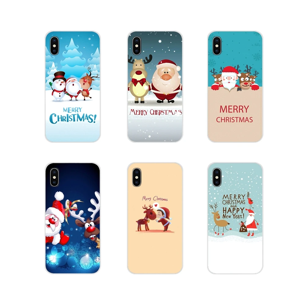 For Sony Xperia Z Z1 Z2 Z3 Z5 compact M2 M4 M5 E3 T3 XA Huawei Mate 7 8 Y3II Merry Christmas New Year elk snow Accessories Cover | Мобильные