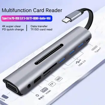 2020 NEW Multifunction Card Reader Type-c Converter 9 in 1 VGA Audio Port HDMI TF Card SD Card USB3.0
2020 NEW Multifunction Card Reader Type-c Converter 9 in 1 VGA Audio Port HDMI TF Card SD Card USB3.0
