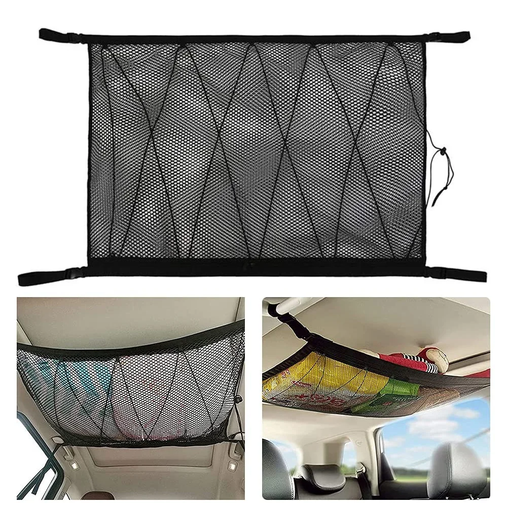 

Portable Car Ceiling Storage Net Pocket Roof Interior Cargo Net Bag Universal Car Trunk Storage Pouch Sundries Storage Organizer