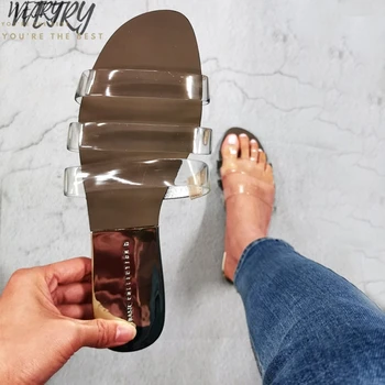 IN 2020 Belts Flat Heel Shoes Slippers Outside Wearing Women Shoes Summer Soft Leather Woman Slides Transparent Open Toe Slipper
IN 2020 Belts Flat Heel Shoes Slippers Outside Wearing Women Shoes Summer Soft Leather Woman Slides Transparent Open Toe Slipper
