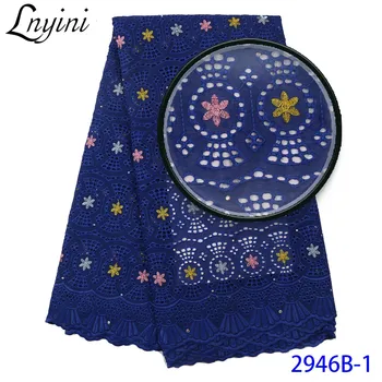 Royal Blue Swiss Voile Lace Fabrics with Stones Embroidery Hollow Out African Dry Lace Milk Silk Lace for Party Wedding L2946B 
Royal Blue Swiss Voile Lace Fabrics with Stones Embroidery Hollow Out African Dry Lace Milk Silk Lace for Party Wedding L2946B