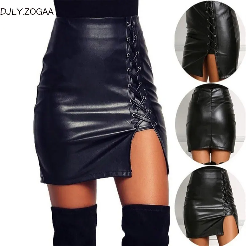 Женская Офисная мини-юбка ZOGAA черная облегающая юбка из искусственной кожи на