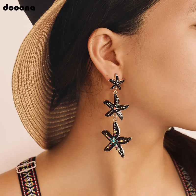 Docona Beach Boho Sea Star Starfish Inlay Colorful Crystal Drop Dangle for Women Retro Piercing Earrings Party Jewelry C16107
Docona Beach Boho Sea Star Starfish Inlay Colorful Crystal Drop Dangle for Women Retro Piercing Earrings Party Jewelry C16107