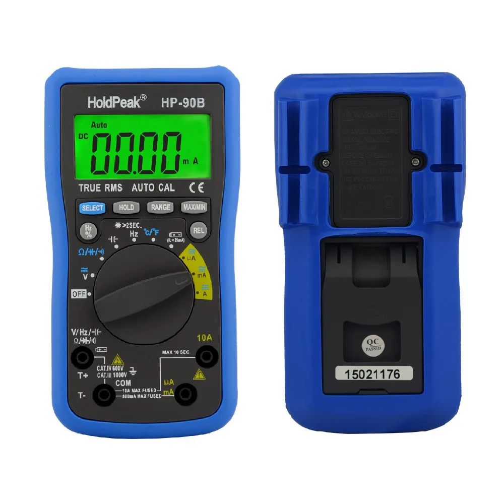 Multimerto HoldPeak HP-90B True RMS Digital Multimeter Auto Range Max/Min AVO Meter with Ohm Volt Amp and Diode Voltage Tester
Multimerto HoldPeak HP-90B True RMS Digital Multimeter Auto Range Max/Min AVO Meter with Ohm Volt Amp and Diode Voltage Tester