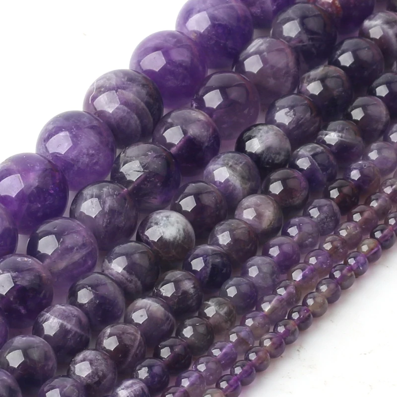 

Wholesale AAA+Round Natural Amethysts Stone Beads For Jewelry Making DIY Bracelet Necklace Anklet 4/6/8/10/12 mm Strand 15''