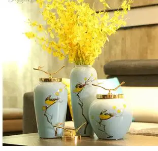 CREATIVE CHINESE CERAMIC CRAFTS RETRO VASE CERAMICS FLOWER ARRANGEMENT DECORATIVE ORNAMENTS MODERN HOME DECORATION GOLD VASES