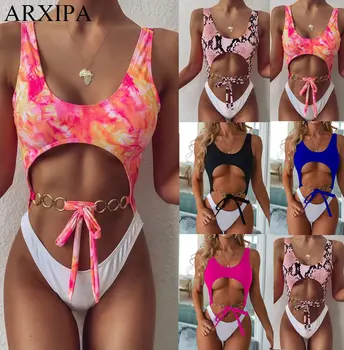 ARXIPA Hollow Out One Piece Women Swimsuit Patchwork Swimwear Metal Bathing Suit Snakeskin Monokini Knot Bow Beachwear 2020 New
ARXIPA Hollow Out One Piece Women Swimsuit Patchwork Swimwear Metal Bathing Suit Snakeskin Monokini Knot Bow Beachwear 2020 New