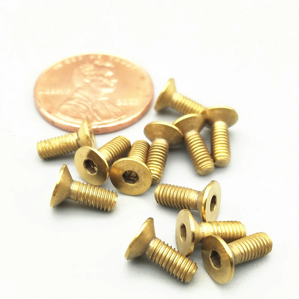 Titanium alloy screw Countersunk head hexagonal cylinder head model screw Gold color (9)