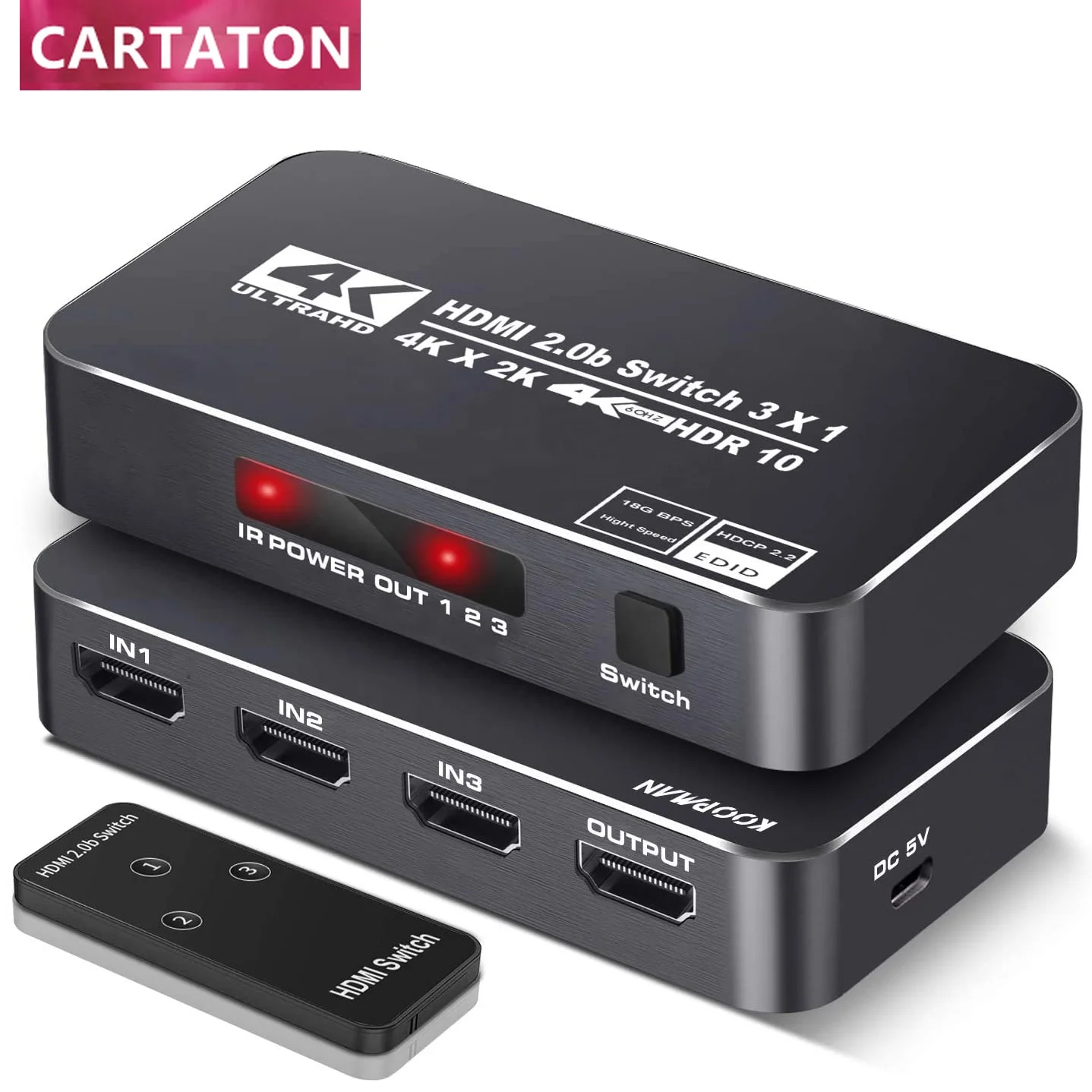OZQ2-2 4K HDR HDMI Switch 3 Ports 4K 60Hz HDMI 2.0 Switcher Selector Box with IR Wireless Remote Supports HDCP 2.2 for PS4 Xbox
OZQ2-2 4K HDR HDMI Switch 3 Ports 4K 60Hz HDMI 2.0 Switcher Selector Box with IR Wireless Remote Supports HDCP 2.2 for PS4 Xbox