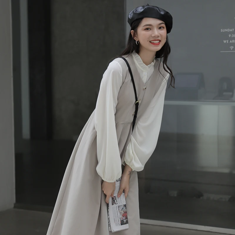 Women Korean Fashion Casual Party Midi Dresses Antumn Elegant Fake Two Piece Dress 2021 Long Sleeve Ruffle Designer France Dress
Women Korean Fashion Casual Party Midi Dresses Antumn Elegant Fake Two Piece Dress 2021 Long Sleeve Ruffle Designer France Dress