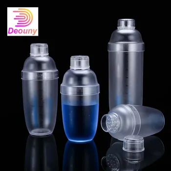 

DEOUNY Transparent Resin PC Cocktail Shaker With Scale Milk Juice Shaker 350/530/700/1000ML For The Bartender Bar Accessories