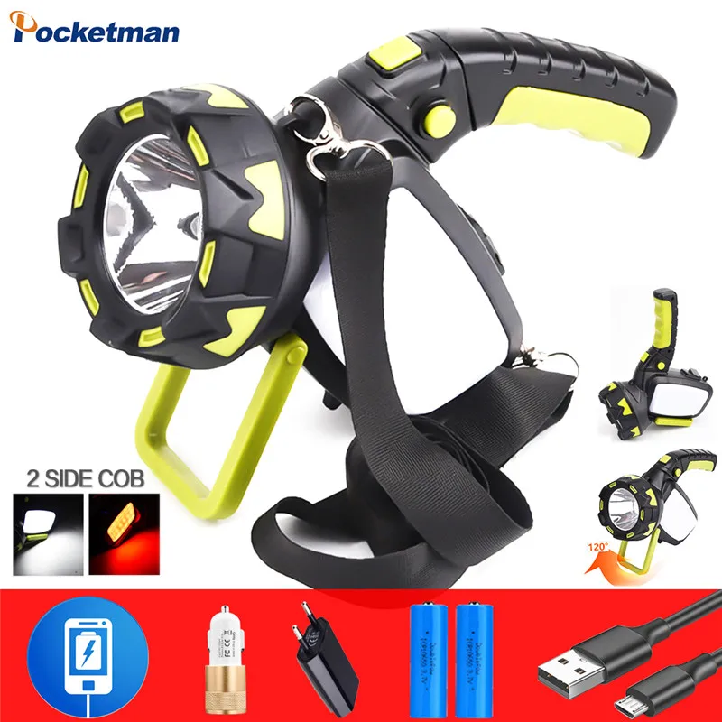 5000 lumen Power Led Hand lamp T6/COB Flashlight Waterproof 6 Modes USB Rechargeable Portable Torch Tactical Camp 18650 Battery
5000 lumen Power Led Hand lamp T6/COB Flashlight Waterproof 6 Modes USB Rechargeable Portable Torch Tactical Camp 18650 Battery