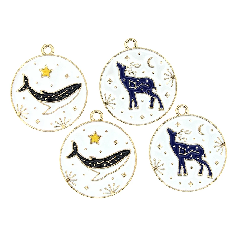 

10pcs/lot Enamel Whale Constellation Deer Star Moon Charm For DIY Necklace Pendant Bracelet Earrings Jewelry Makings Findings