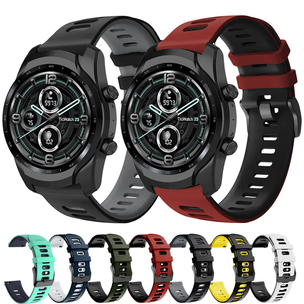 

For TicWatch Pro 3 /Pro 2021 Strap Quick Release Sport Bracelet Silicone Watchband 22 mm Watch Band For TicWatch E2 S2 Wristband