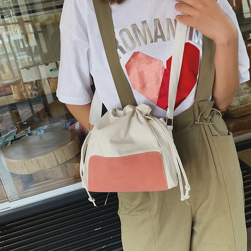 Canvas Contrast Color Bag for Women Bucket Bag Handbag 2019 New Retro Shoulder Messenger Bag bolsa feminina 
Canvas Contrast Color Bag for Women Bucket Bag Handbag 2019 New Retro Shoulder Messenger Bag bolsa feminina