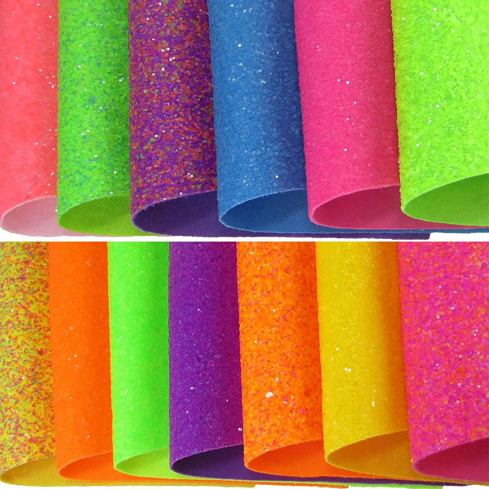 30cmx134cm Neon Elastic Chunky Glitter Fabric Leather With Same Color Backing New Arraiv For Bows Home Decorations AY272 | Дом и сад