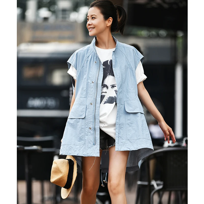 V2096 Artistic large size stand collar zipper double pocket loose long versatile woman
V2096 Artistic large size stand collar zipper double pocket loose long versatile woman