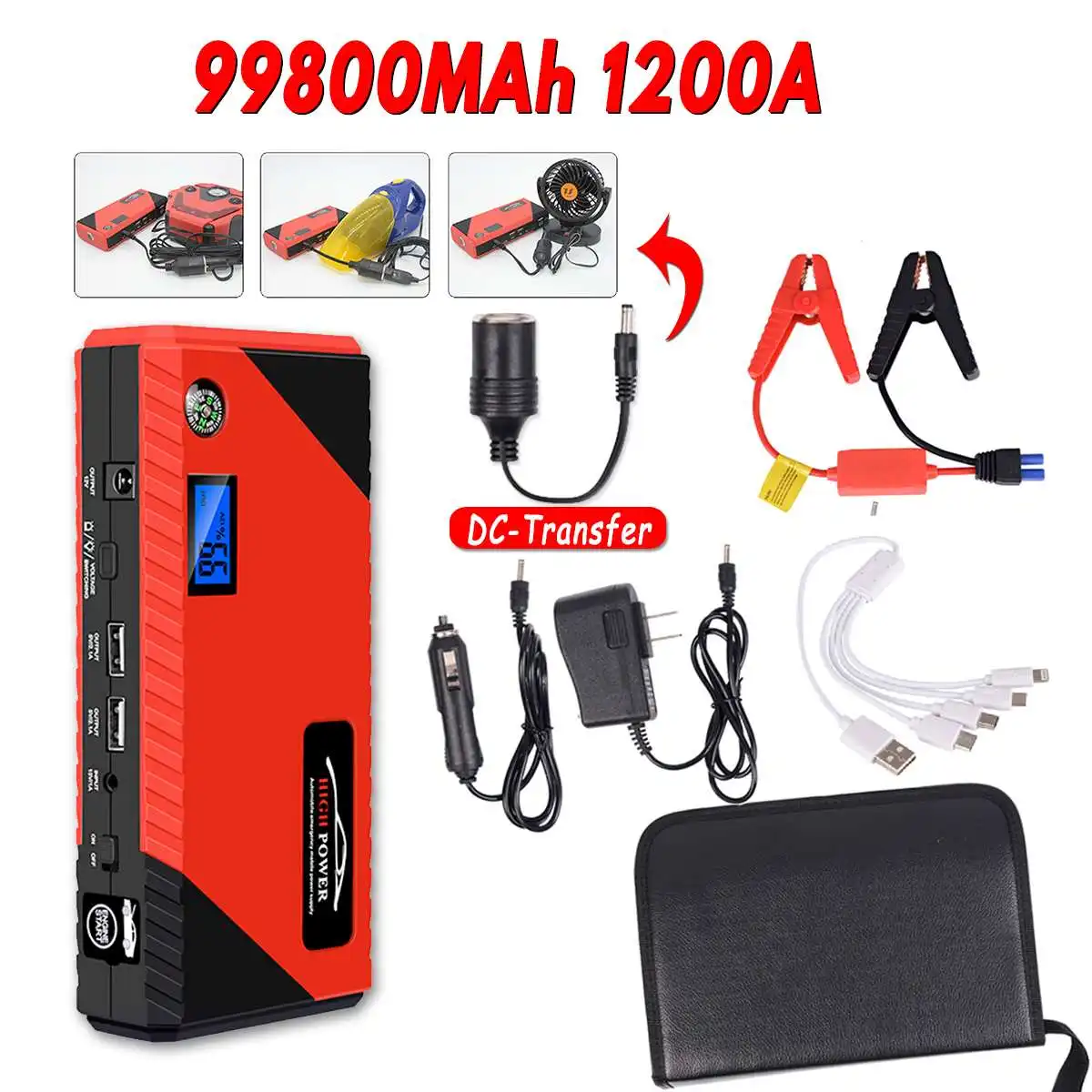 99800mAh High Power Car Jump Starter 12V USB Portable Starting Device Power Bank Car Charger For Car Battery Booster Buster
99800mAh High Power Car Jump Starter 12V USB Portable Starting Device Power Bank Car Charger For Car Battery Booster Buster