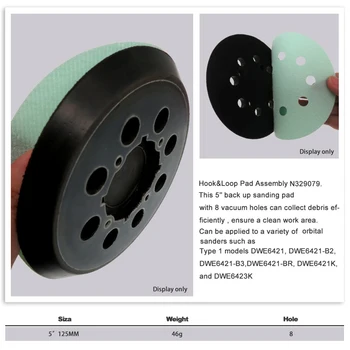 2pcs 5 Inch 125mm 8 Hole Sander Pad Hook & Loop For N329079 DWE6423K DWE6421 Replacement Accessories
2pcs 5 Inch 125mm 8 Hole Sander Pad Hook & Loop For N329079 DWE6423K DWE6421 Replacement Accessories