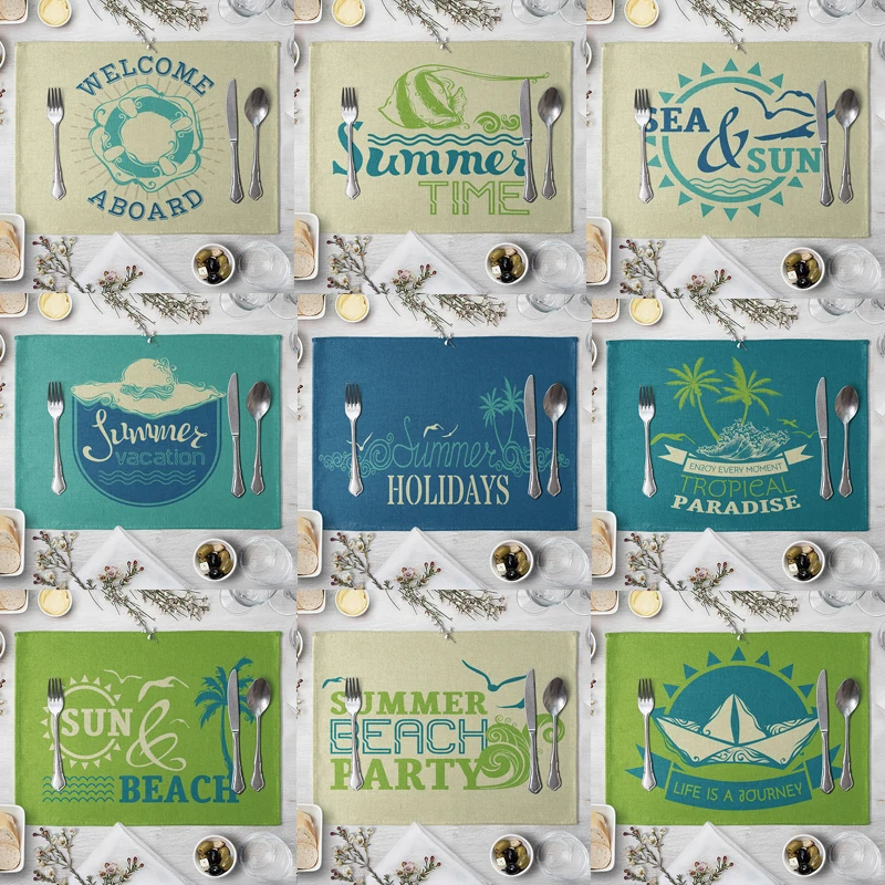 Kitchen Placemat Summer Beach Holiday Tropieal Paradise Printed Cotton Linen Coasters for Men Women
Kitchen Placemat Summer Beach Holiday Tropieal Paradise Printed Cotton Linen Coasters for Men Women