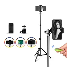 Universal portátil de alumínio tripé suporte montagem digital câmera tripé para o telefone com bluetooth controle remoto selfie flash foto(China)