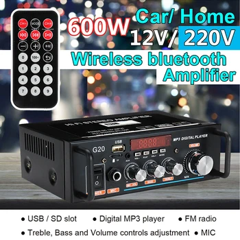 Stereo Audio Amplifier Music Receiver Powstro Smart Digital HiFi Bluetooth USB FM 12V/220V Infrared Control Amplifier Car Home
Stereo Audio Amplifier Music Receiver Powstro Smart Digital HiFi Bluetooth USB FM 12V/220V Infrared Control Amplifier Car Home