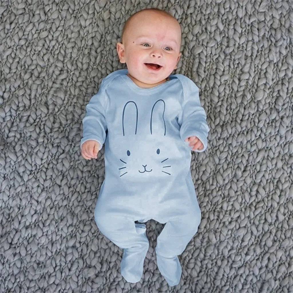 

Newborn Infant Baby Girls Boys Long Sleeve Rabbite Cartoon Print Romper Jumpsuit newborn baby girl boy roupa infantil 2019