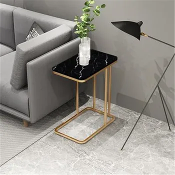 Northern Europe marble sofa with light and luxurious corners and modern simple iron art golden rectangle tea table