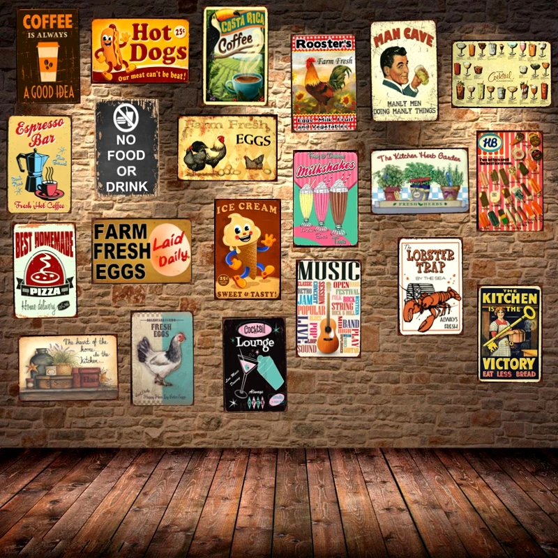 Foods Drinks Hot Dog Fresh Eggs Cocktails Metal Tin Sign Vintage Bar Cafe Home Farm Kitchen Plaque Painting Wall Art Decor
Foods Drinks Hot Dog Fresh Eggs Cocktails Metal Tin Sign Vintage Bar Cafe Home Farm Kitchen Plaque Painting Wall Art Decor